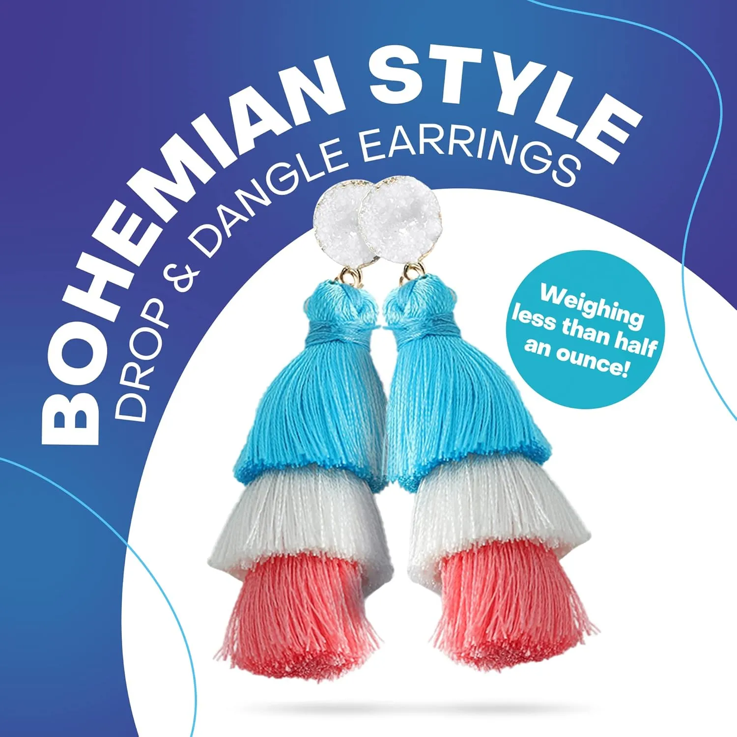 Rave Envy Colorful Tassel Earrings for Women - Layered Tassle Earrings - Choice of Color