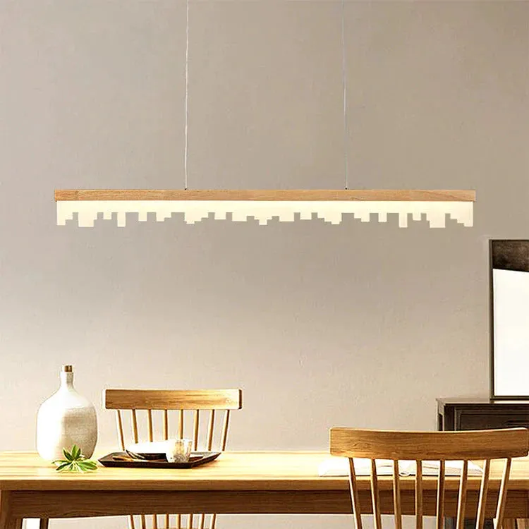 Restaurant Chandelier LED Strip Lamp Solid Wood Log Modern Minimalist Bar Chandelier