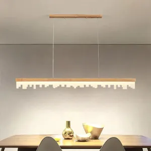 Restaurant Chandelier LED Strip Lamp Solid Wood Log Modern Minimalist Bar Chandelier