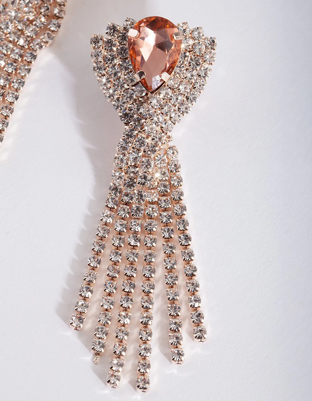 Rose Gold Pink Diamante Earrings