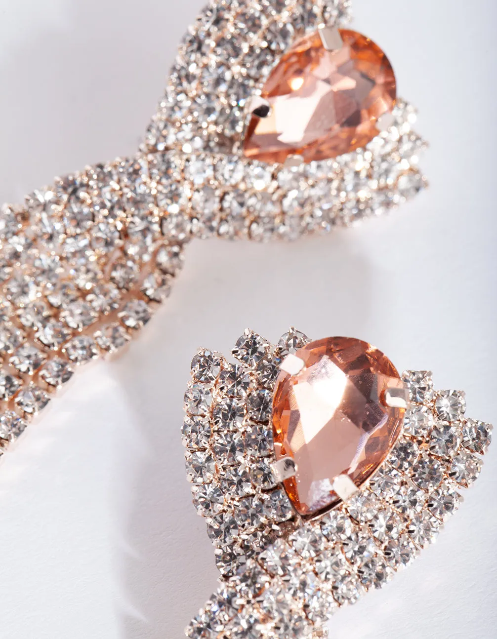 Rose Gold Pink Diamante Earrings