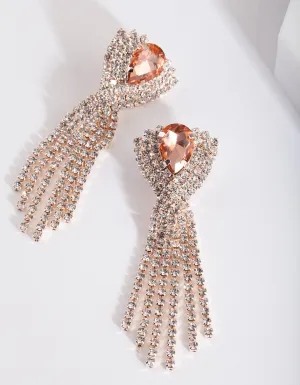 Rose Gold Pink Diamante Earrings