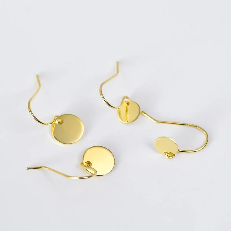 Round Pendant Silver Hook Earrings for Women