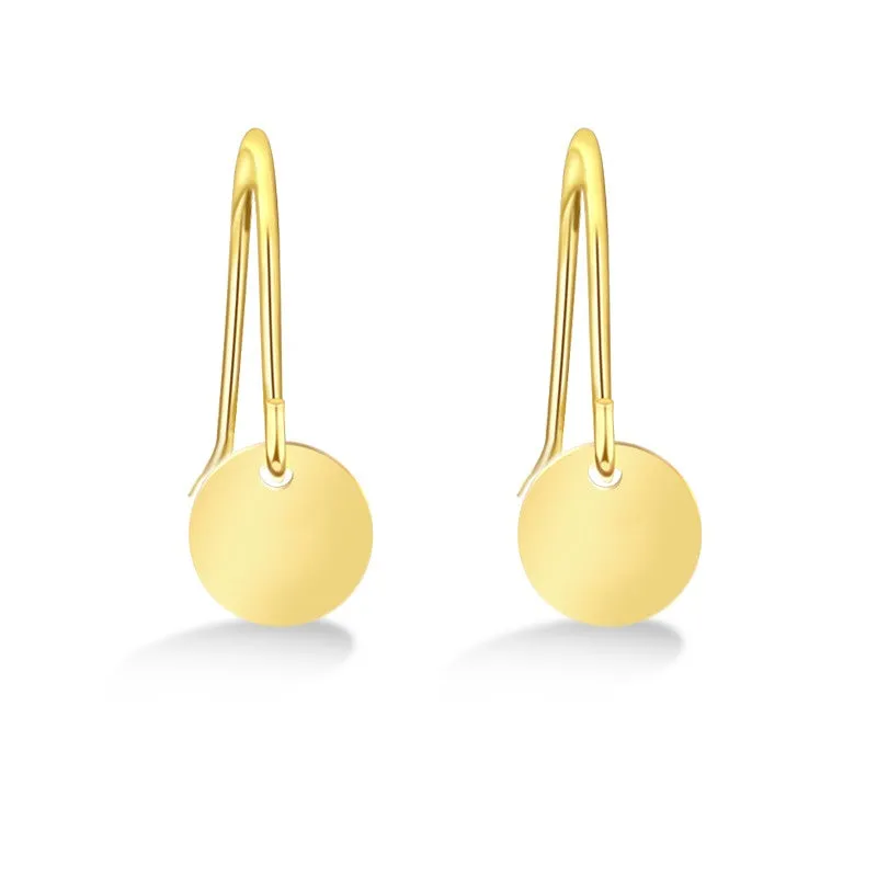 Round Pendant Silver Hook Earrings for Women