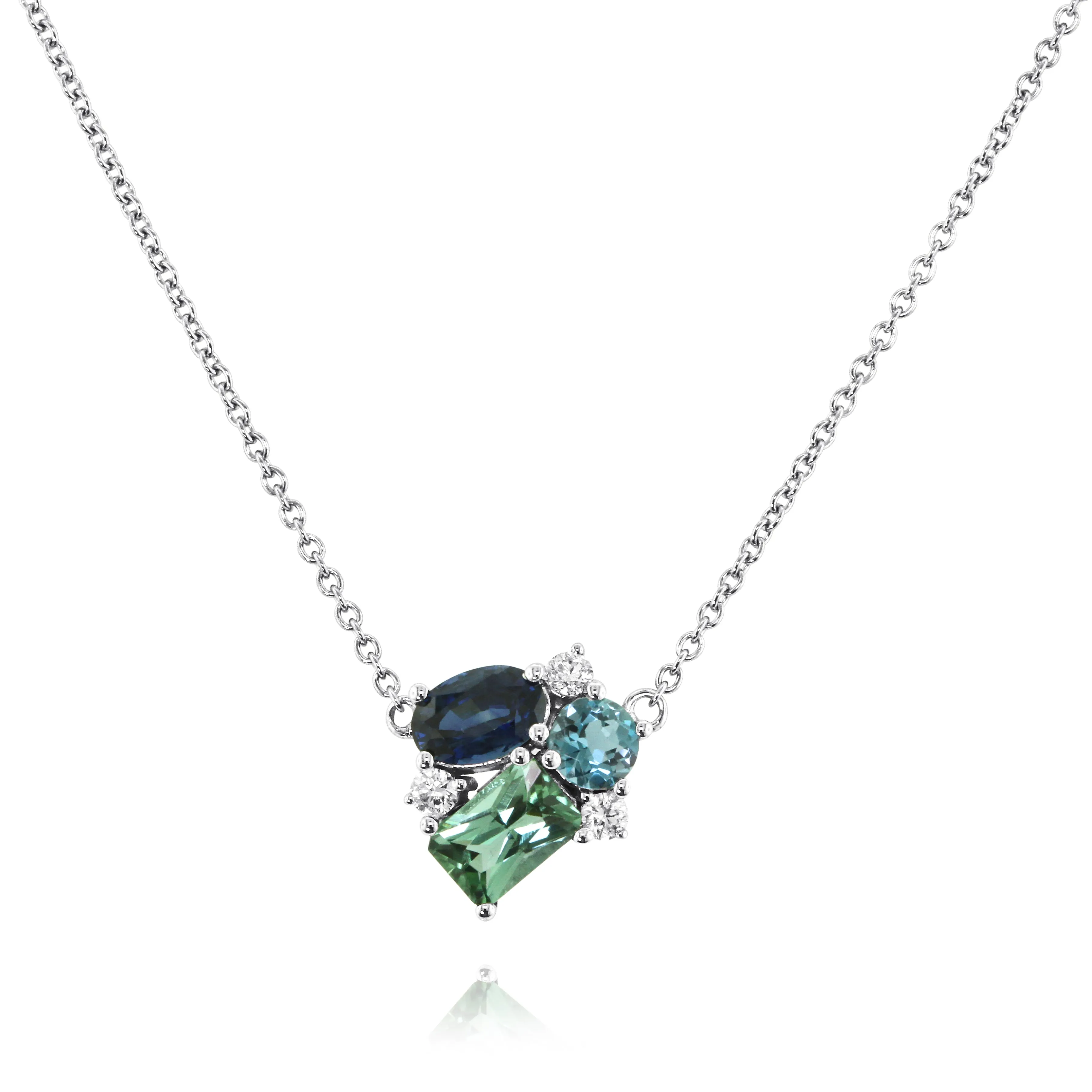 Sapphire, Tourmaline, Topaz & Diamond Necklace by Yael