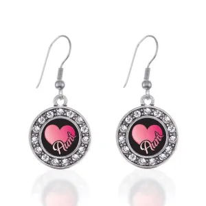 Silver Aunt Circle Charm Dangle Earrings