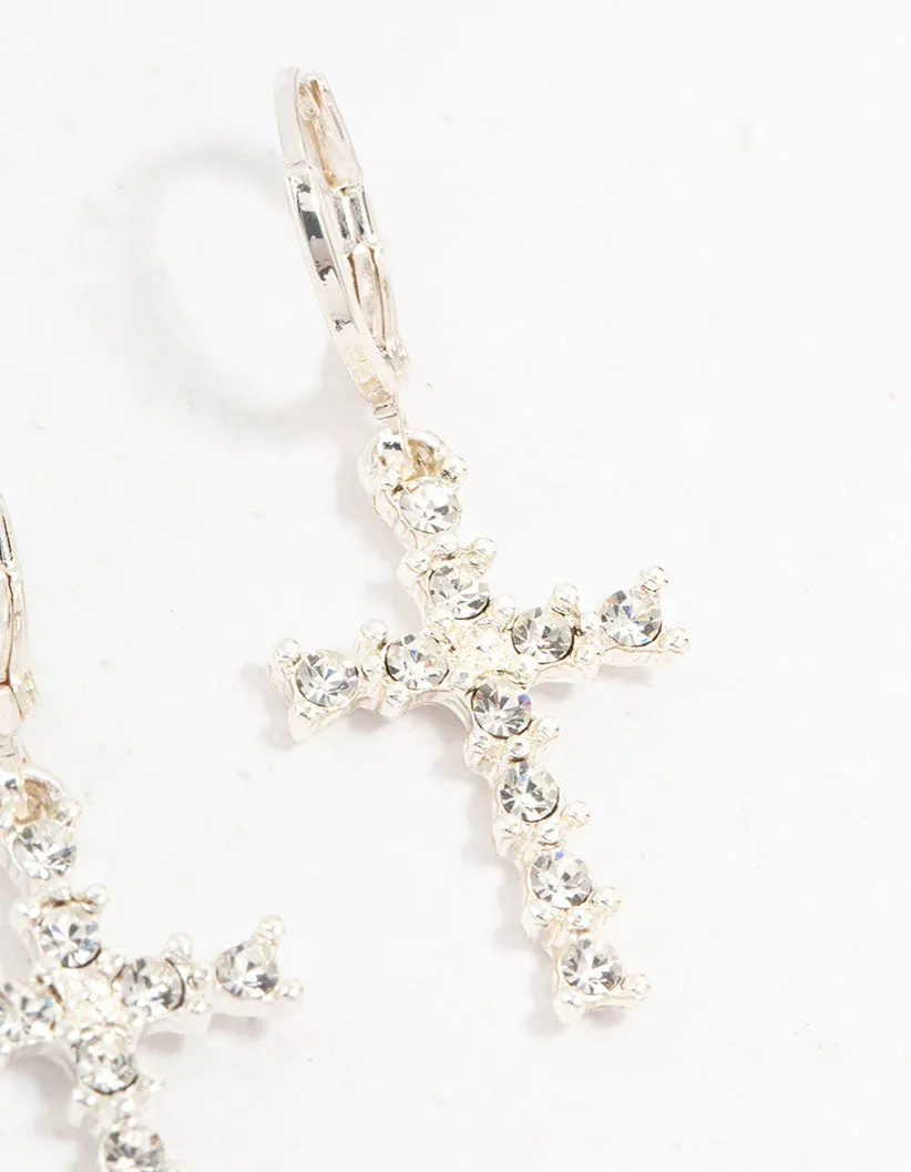 Silver Bohemia  Czech Crystal Huggie Drop Earrings