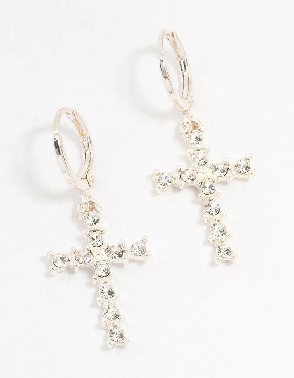 Silver Bohemia  Czech Crystal Huggie Drop Earrings