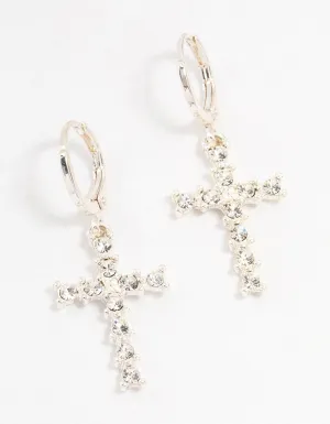 Silver Bohemia  Czech Crystal Huggie Drop Earrings