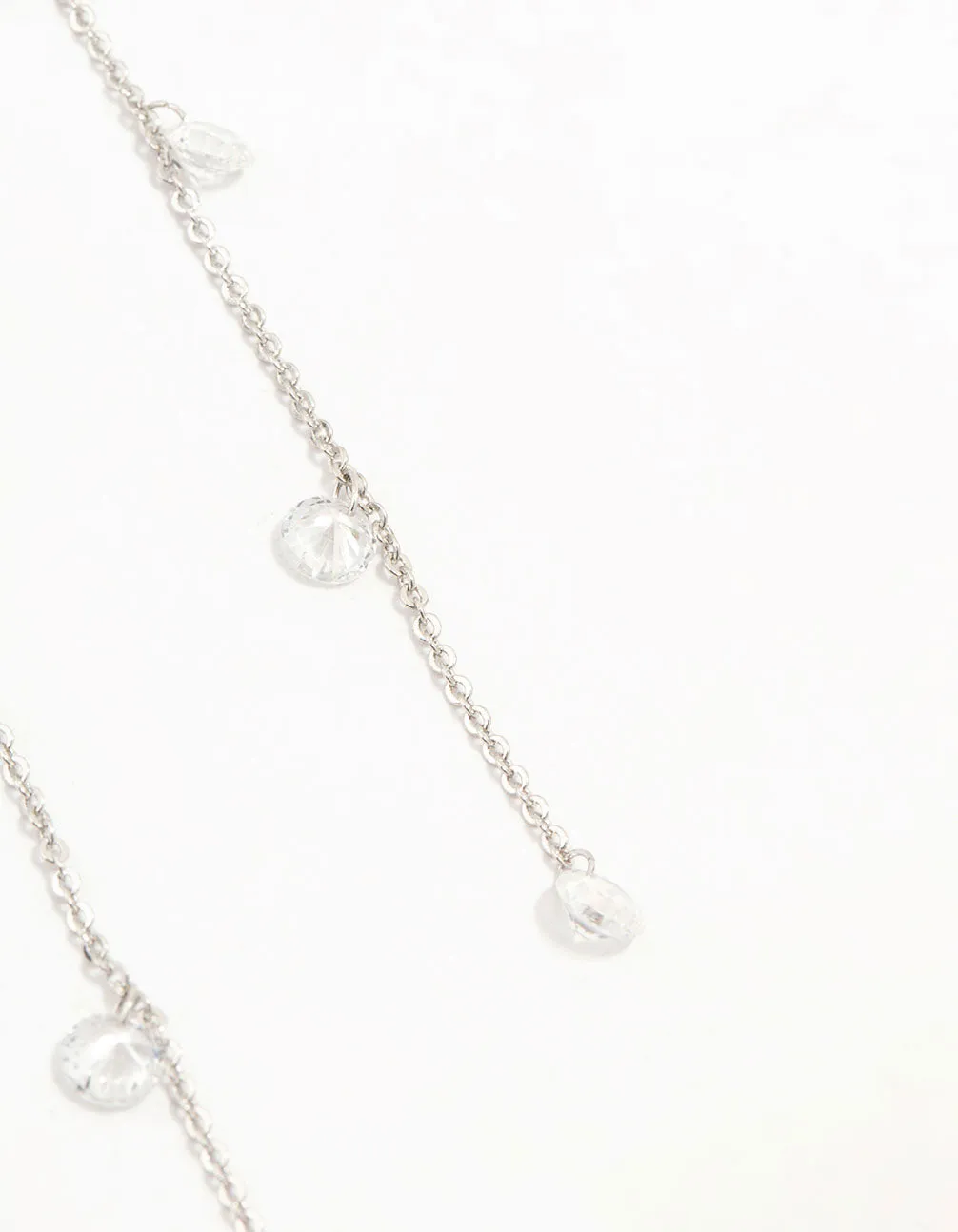 Silver Cubic Zirconia Flower Dangle Drop Earrings