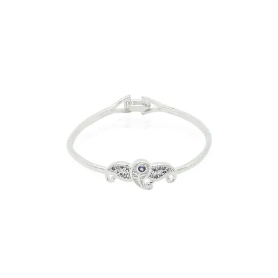 Silver Prime Pattern Purple Gems Kada