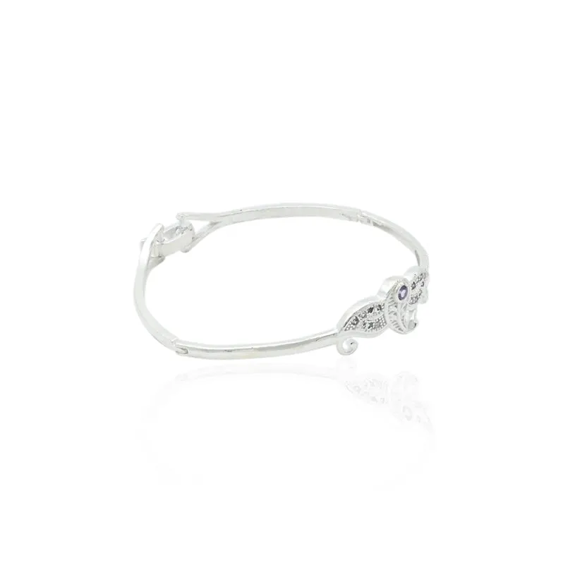 Silver Prime Pattern Purple Gems Kada