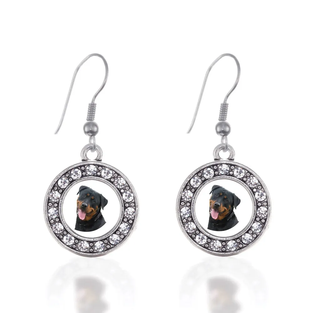 Silver The Rottweiler Circle Charm Dangle Earrings
