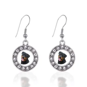 Silver The Rottweiler Circle Charm Dangle Earrings