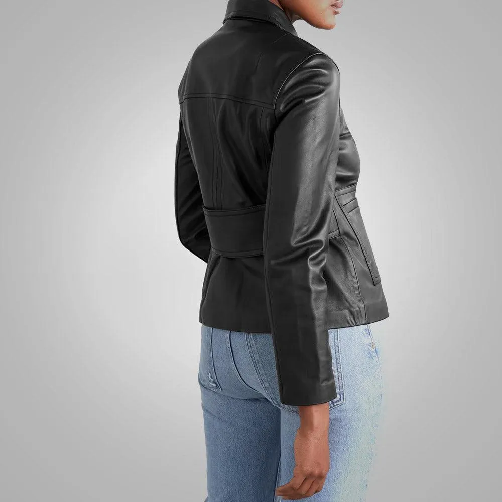 Smooth Simple Buttery Soft Black Leather Shirt For Women