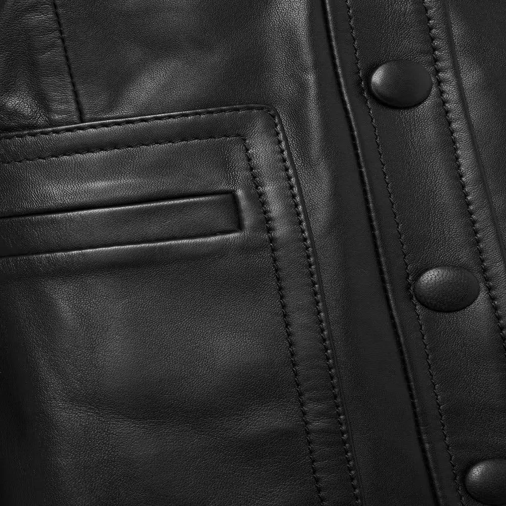 Smooth Simple Buttery Soft Black Leather Shirt For Women