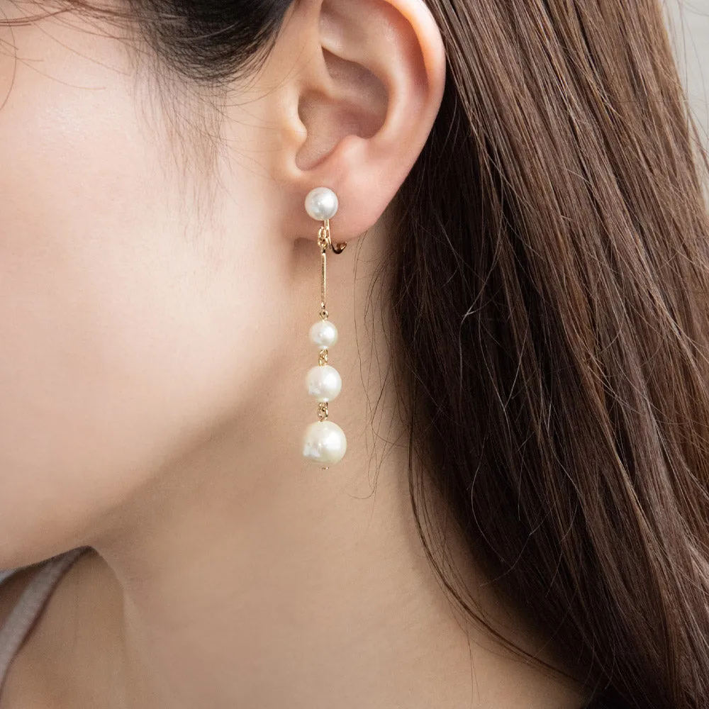 Stacked Pearl Clip On Earrings