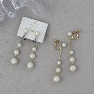 Stacked Pearl Clip On Earrings