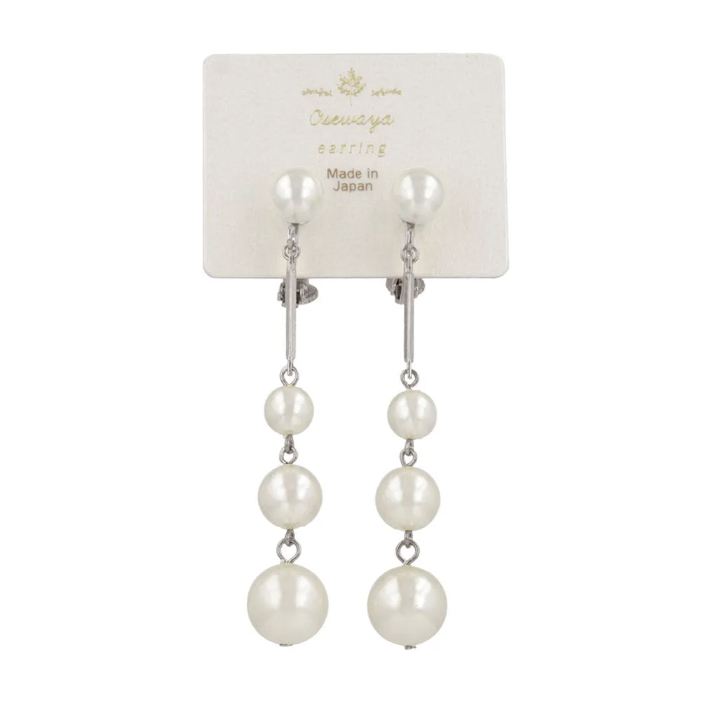Stacked Pearl Clip On Earrings