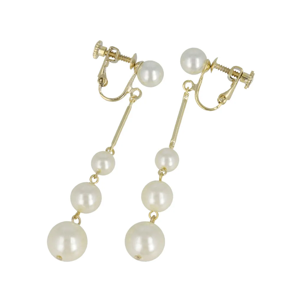 Stacked Pearl Clip On Earrings