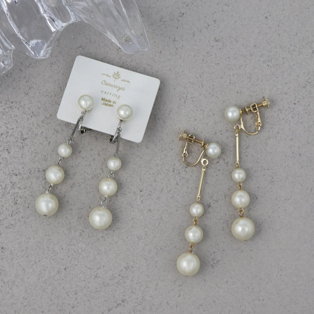 Stacked Pearl Clip On Earrings