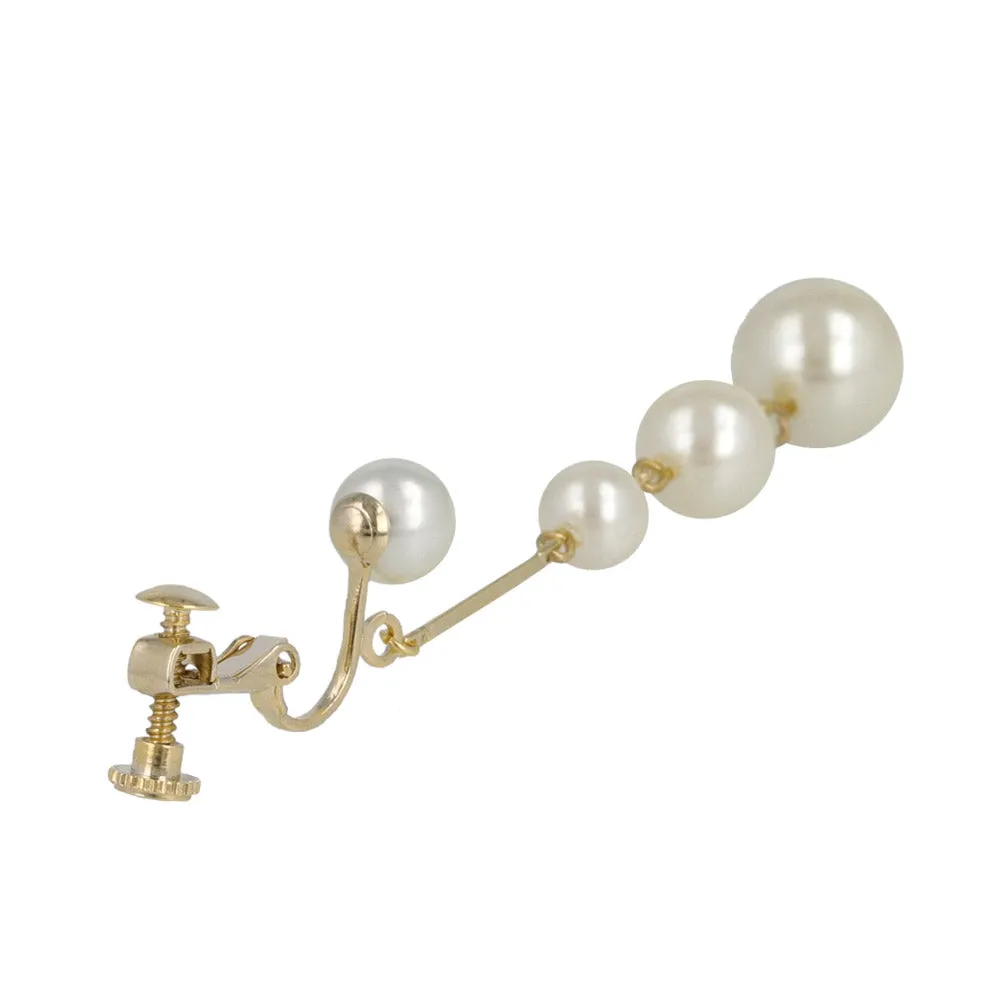 Stacked Pearl Clip On Earrings
