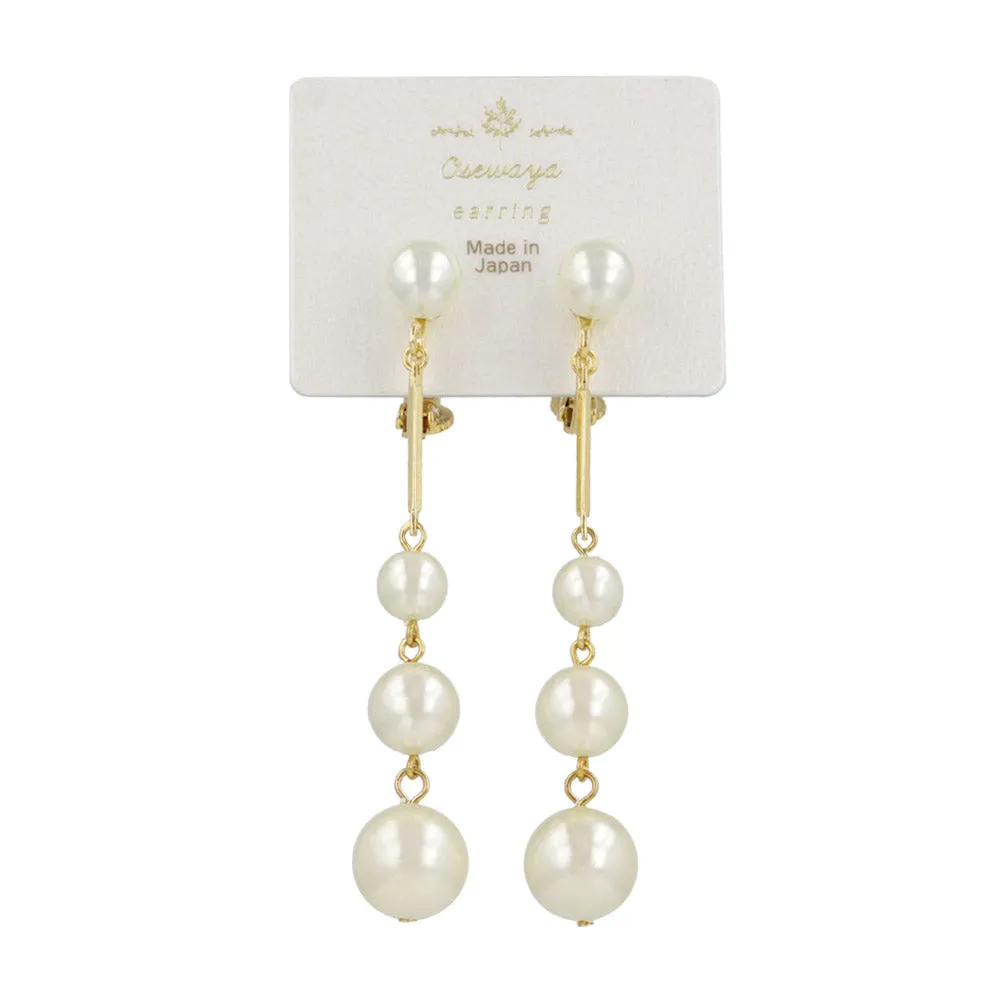 Stacked Pearl Clip On Earrings