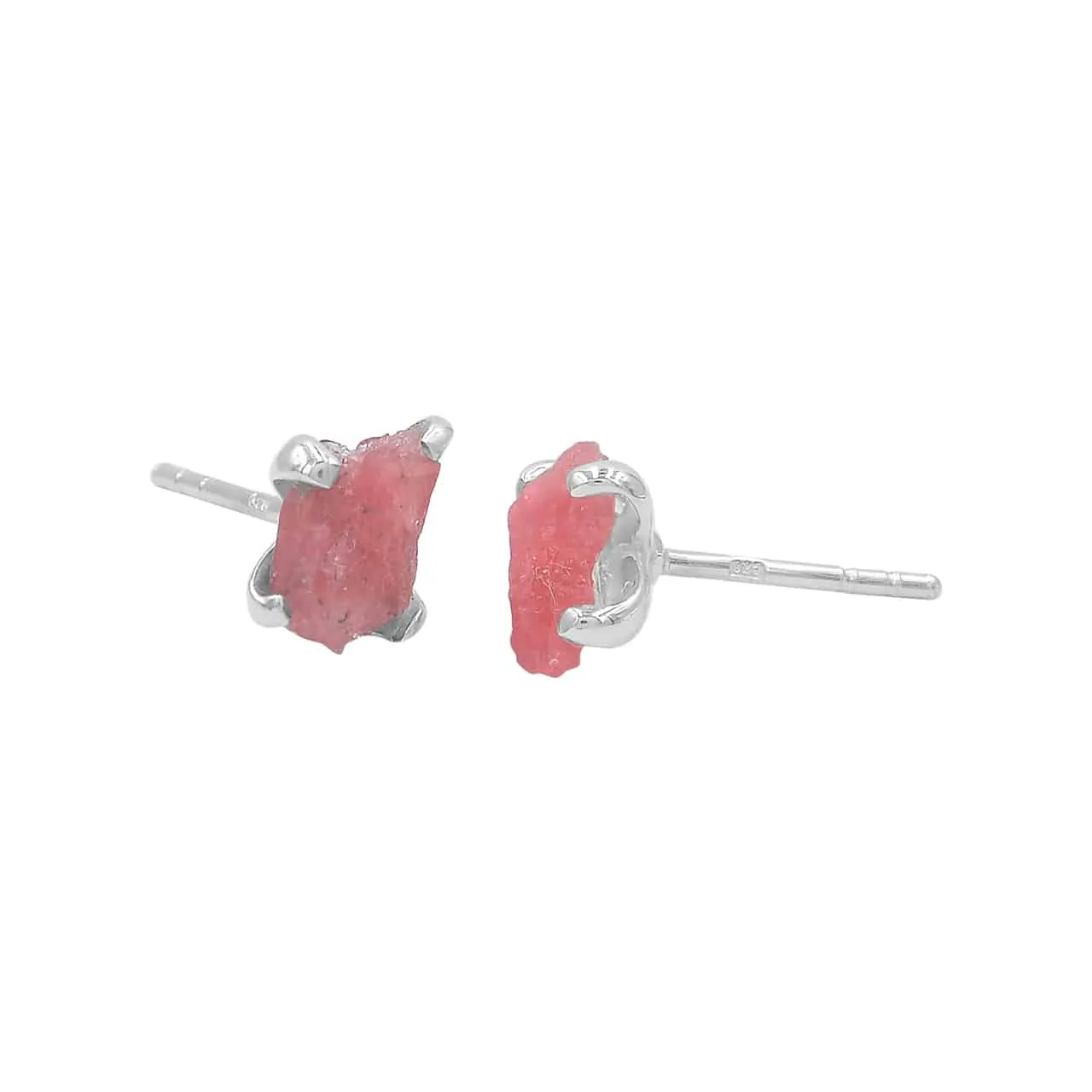 Starborn Rough Rhodonite Post Earrings in Sterling Silver