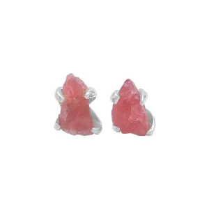 Starborn Rough Rhodonite Post Earrings in Sterling Silver