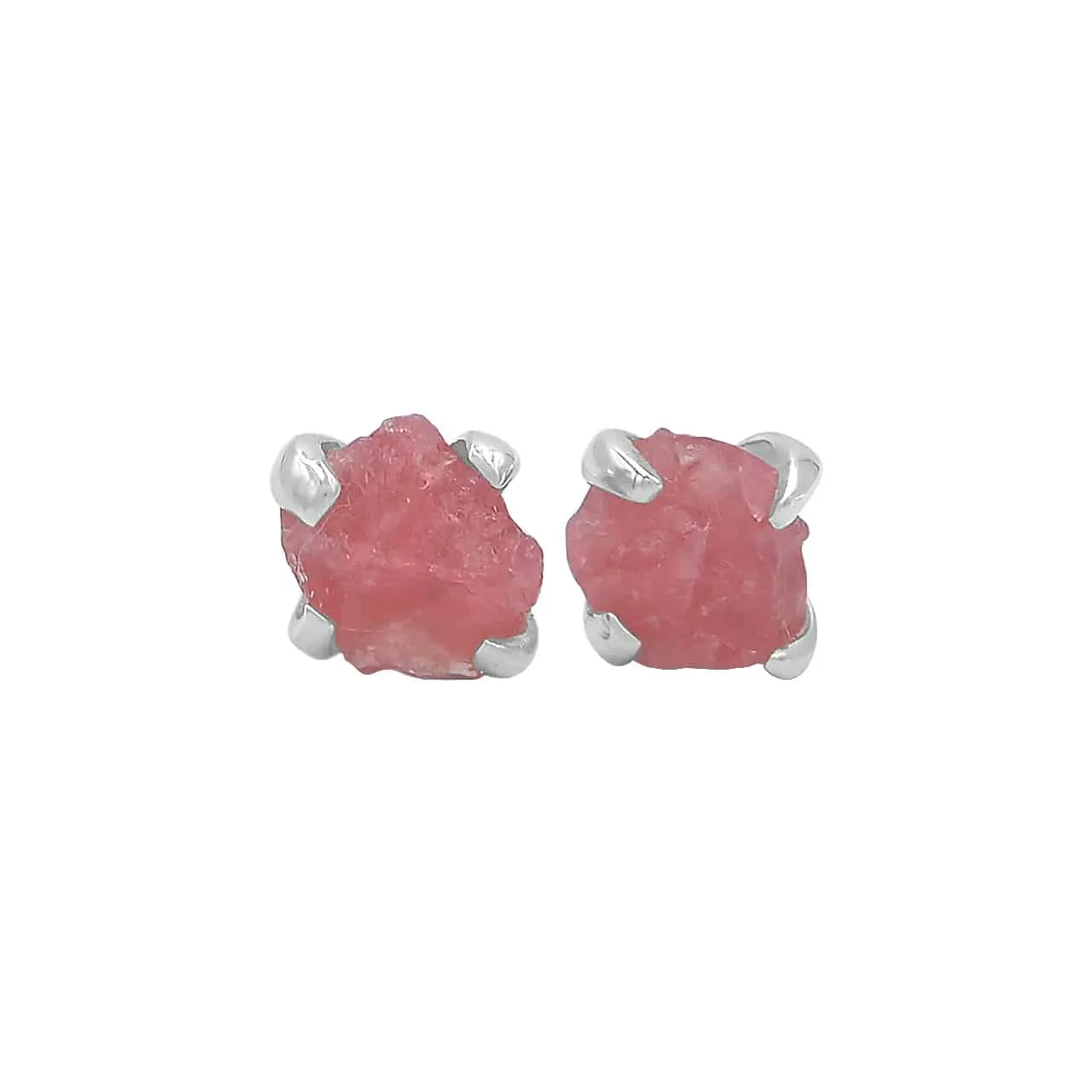 Starborn Rough Rhodonite Post Earrings in Sterling Silver