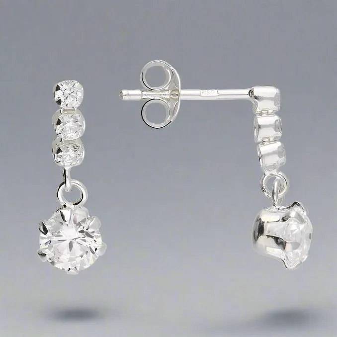 Sterling Silver Cubic Zirconia Drop Earrings
