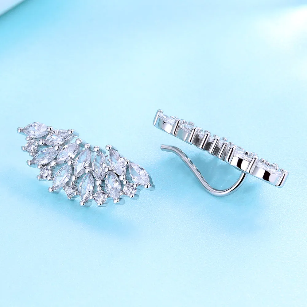 Sterling Silver Fan Earring Climber with Swarovski Crystals