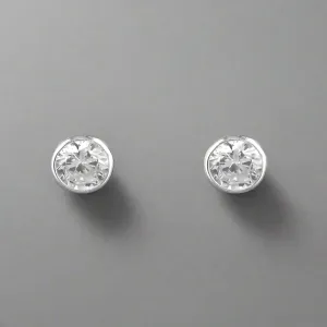 Sterling Silver Rub-Over Cubic Zirconia Stud Earrings