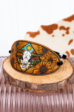 Sunflower Steer Mirage Faux Leather Cuff Slider Bracelet