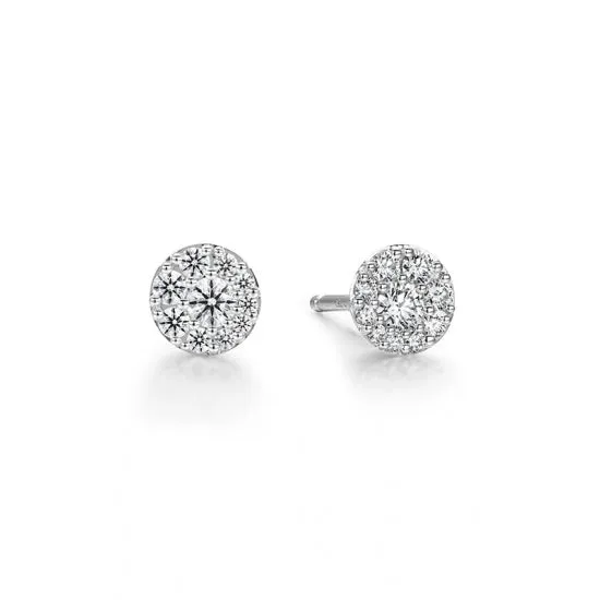 Tessa 0.45-0.55Ct Diamond Cluster Stud Earrings in 18k White Gold