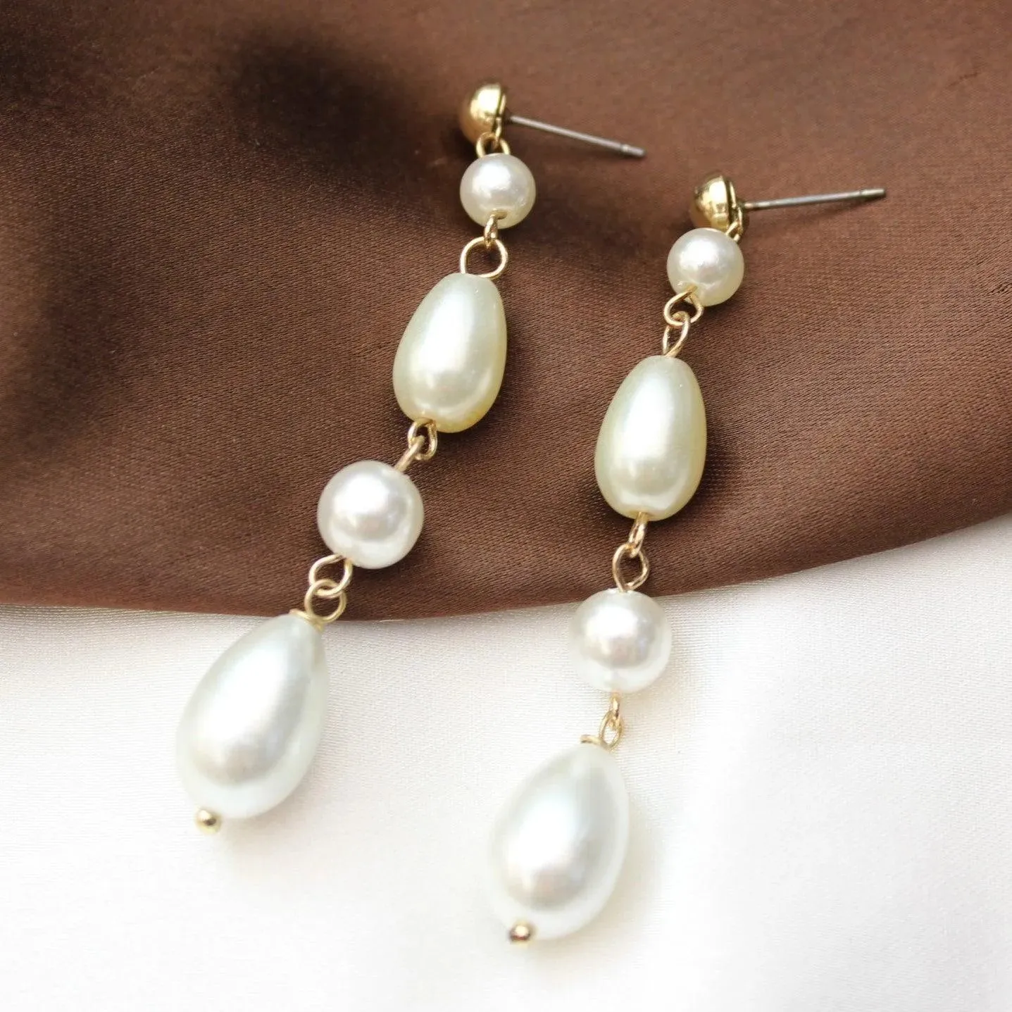 TFC Dangling Pearls Gold Plated Dangler Earrings