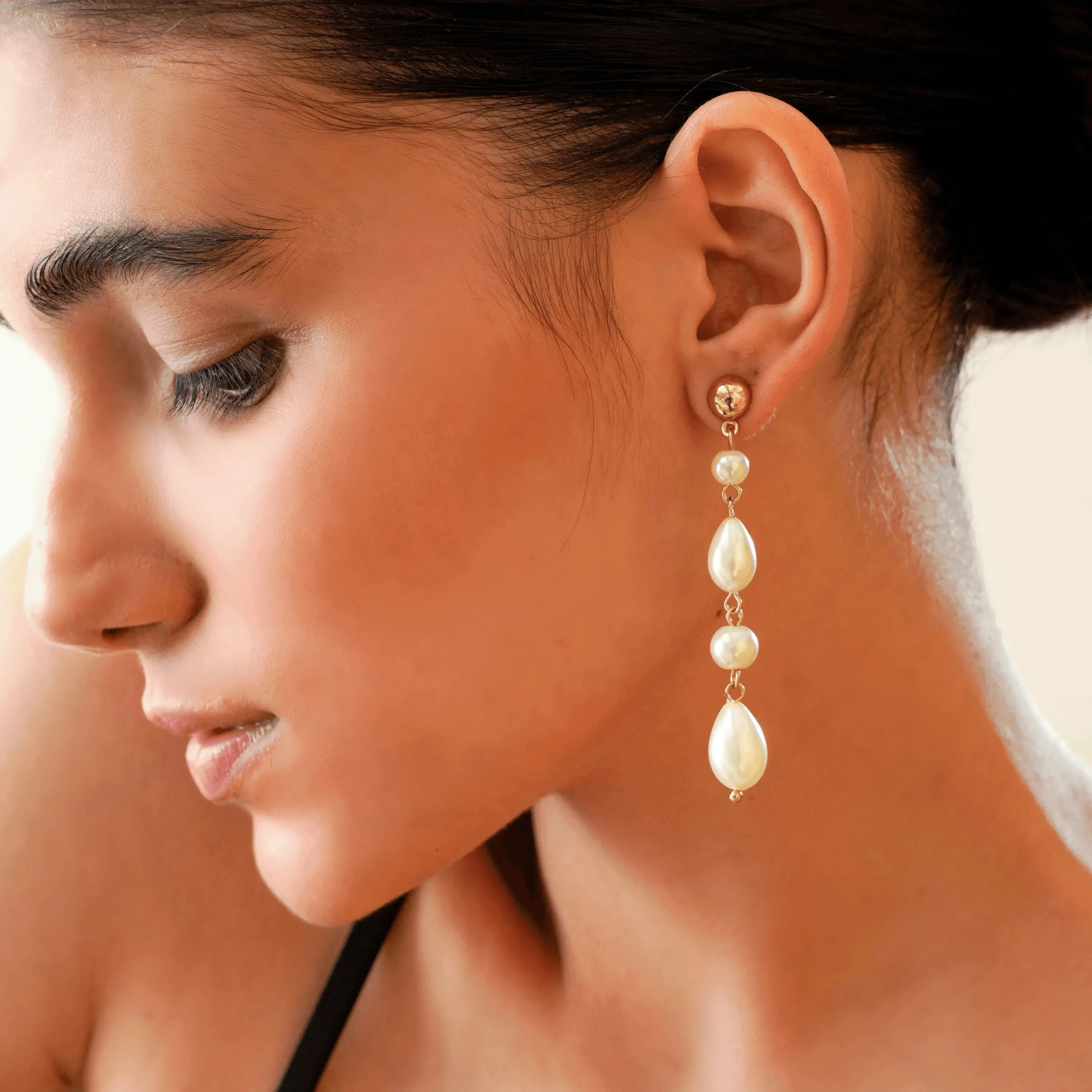 TFC Dangling Pearls Gold Plated Dangler Earrings