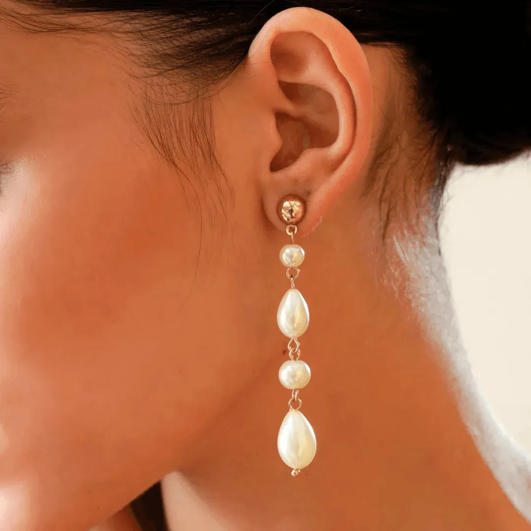 TFC Dangling Pearls Gold Plated Dangler Earrings
