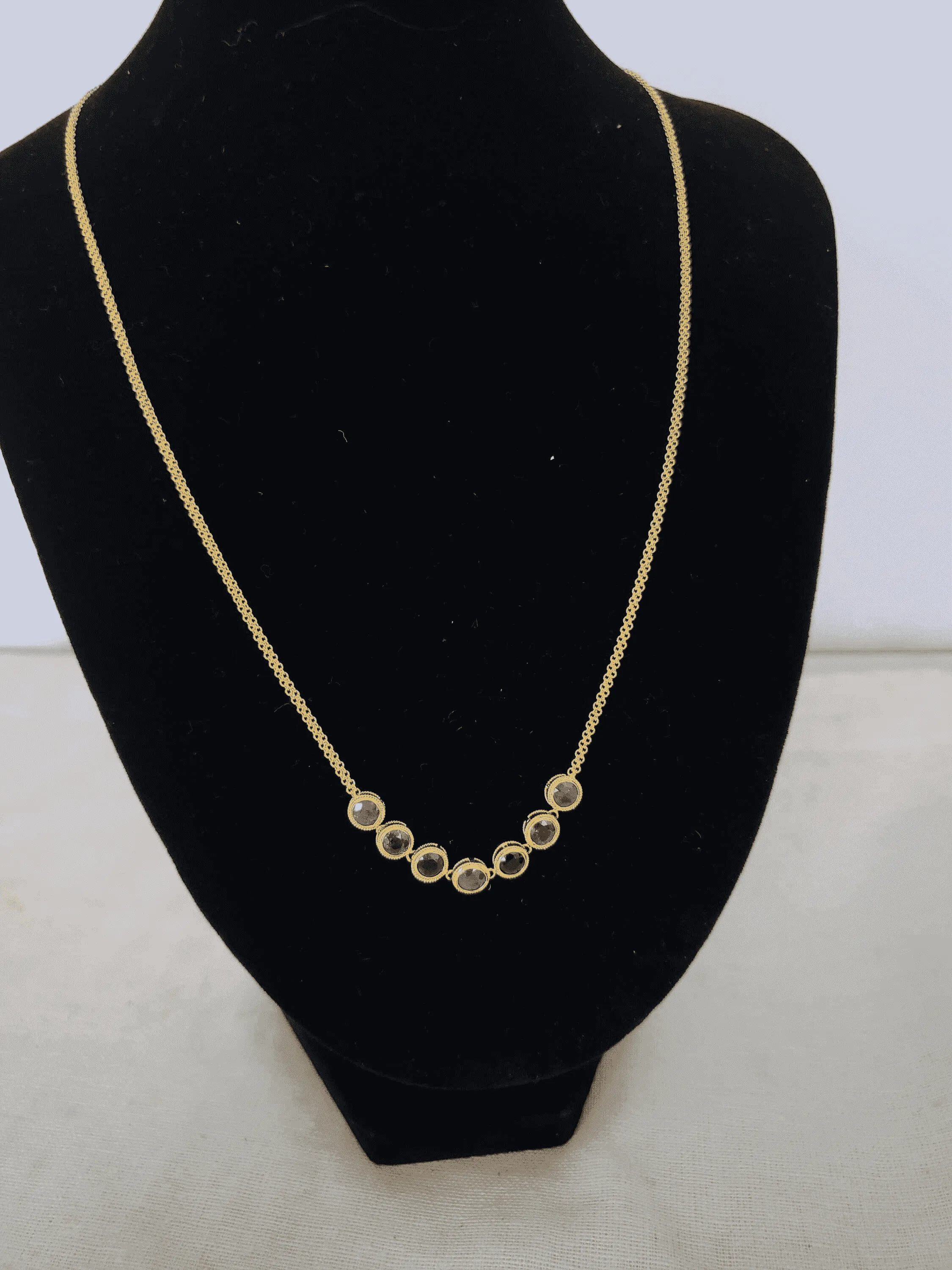 Thai Design Natural 18K Gold Burma Ruby Sapphire Necklace Rare Gemstone Dainty