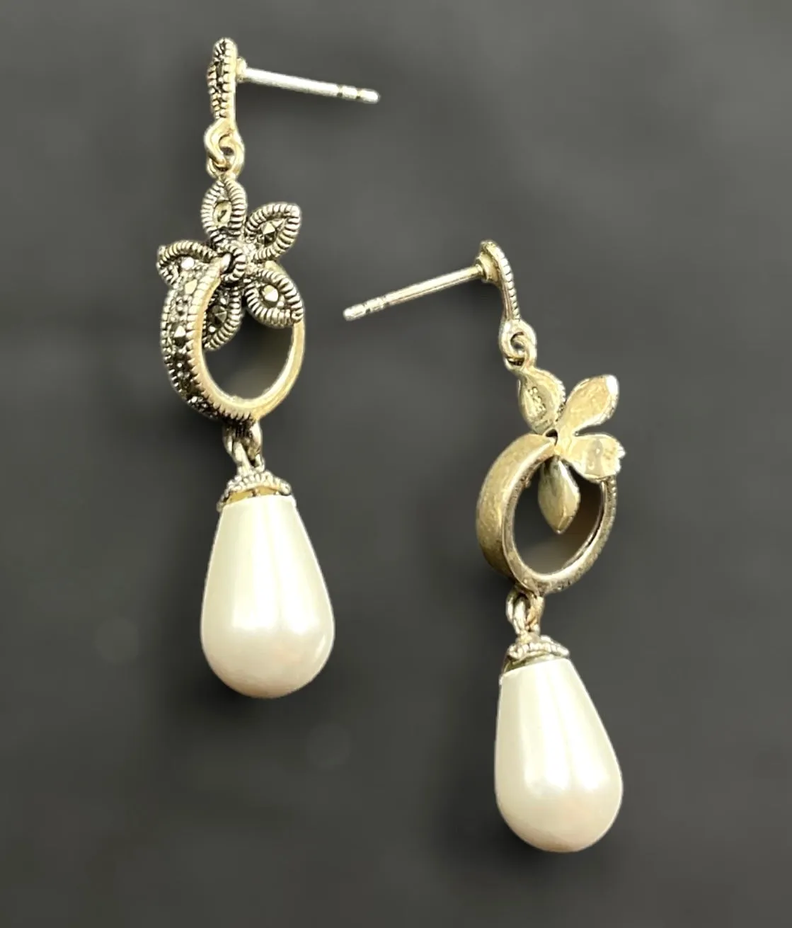 The Utpala Silver Marcasite Cocktail Earrings