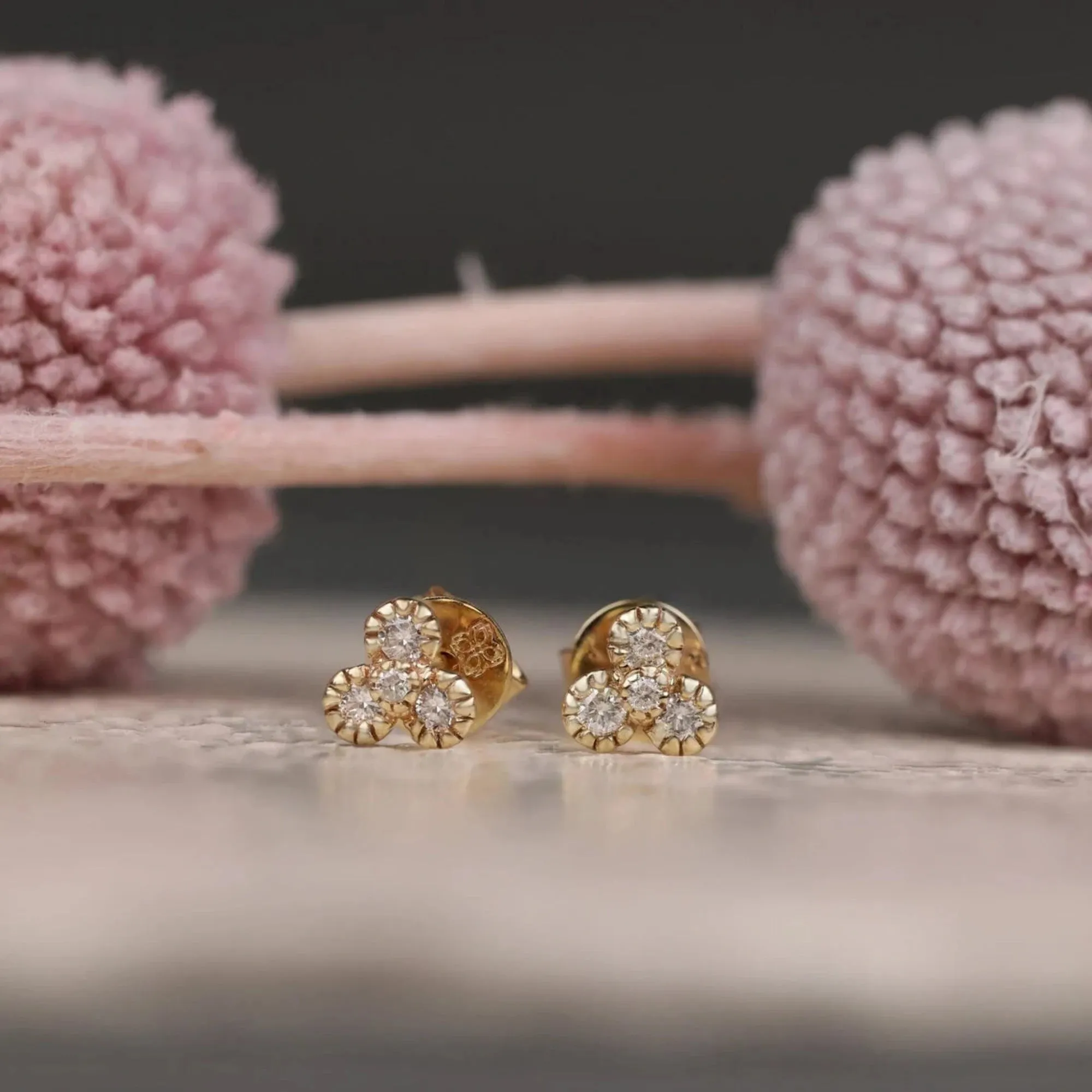 Three Petal Diamond Flower Studs, Karina