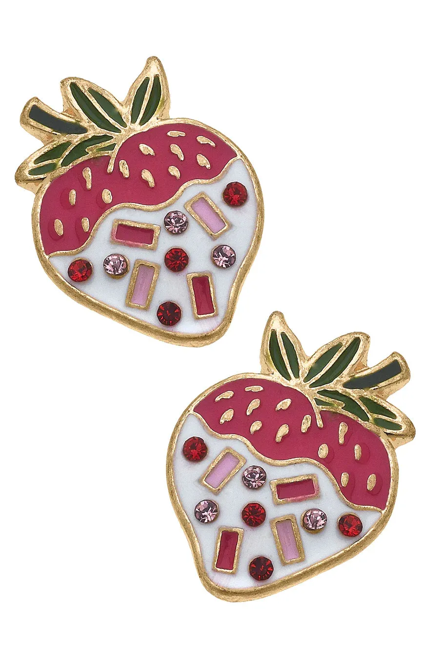 Tish Chocolate Covered Strawberry Enamel Stud Earrings