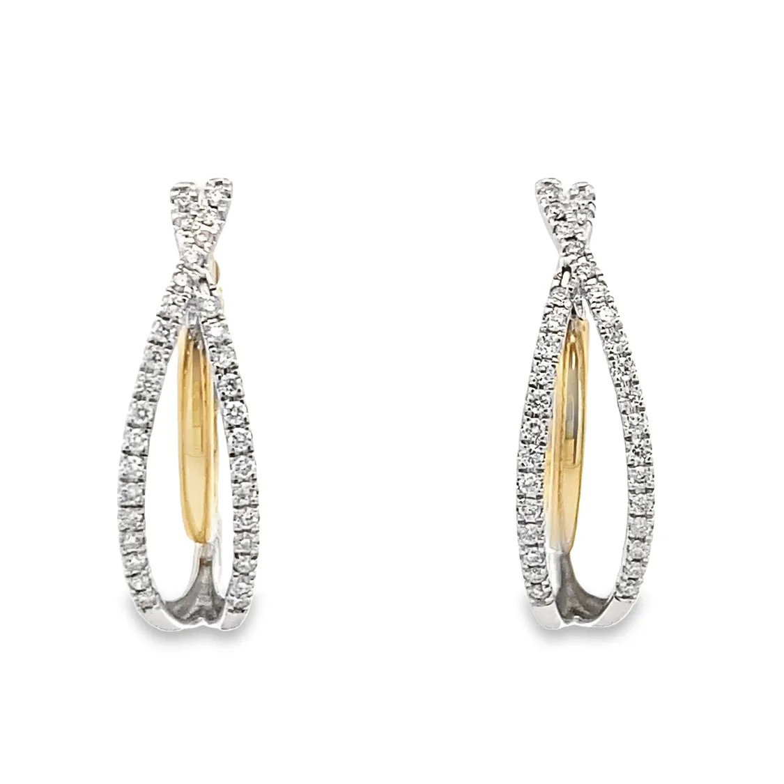 Two-Tone Diamond Hoop Earrings