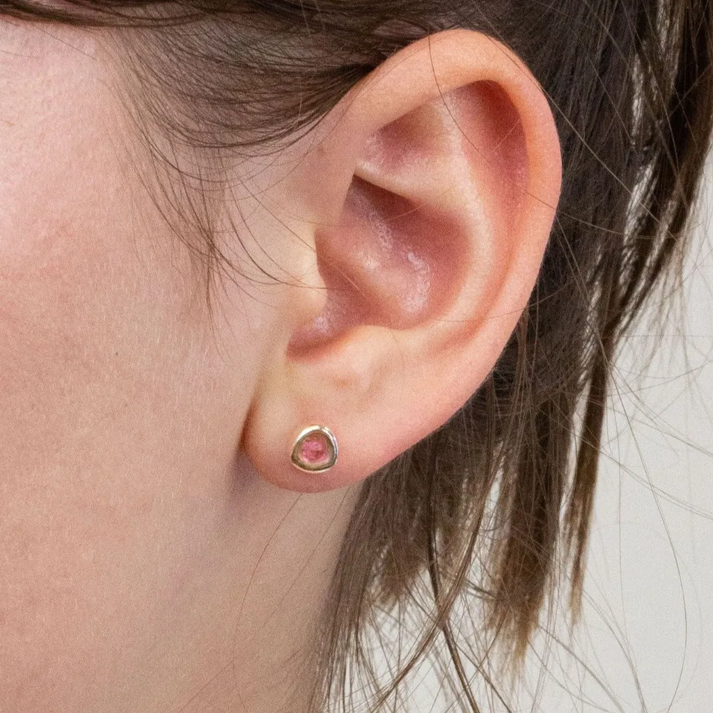 Watermelon Tourmaline Stud Earrings
