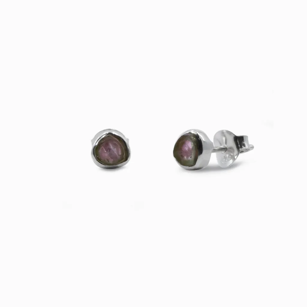 Watermelon Tourmaline Stud Earrings
