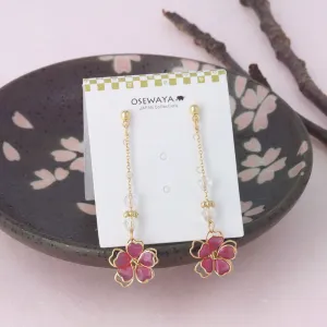 Wire Sakura Beaded Chain Drop Earrings