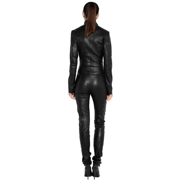 Women Lambskin Leather Jumpsuit